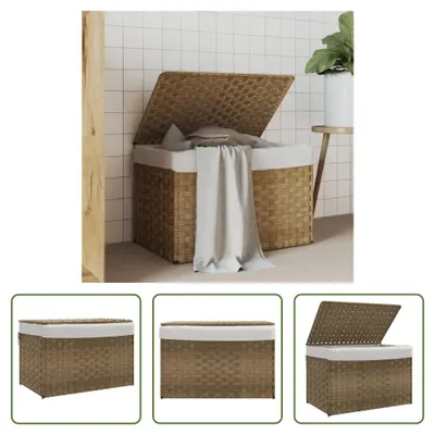 Zdjęcie produktu dla The Living Store Kosz na pranie z pokrywą 55,5x35x34 cm z polirattanu