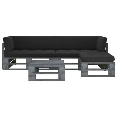 Produktbild von 4-tlg. Paletten-Lounge-Set Grau Imprägniertes Kiefernholz