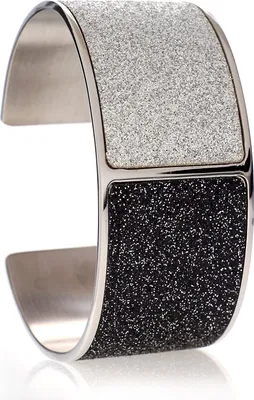 Immagine prodotto di Bracciale Karisma da donna in acciaio inossidabile bianco e grigio scintillante - Gioielli da donna SB0504-/Larghezza 30 mm