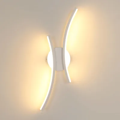 Obrázok produktu pre Nástenné svietidlo Mckalen, vnútorné, LED, 20W, 2250 lúmenov, biele, moderné, dekoratívne, vhodné do chodby, spálne, chodby, obývačky, schodiska, teplá biela 3000K – biela + teplá biela 3000K