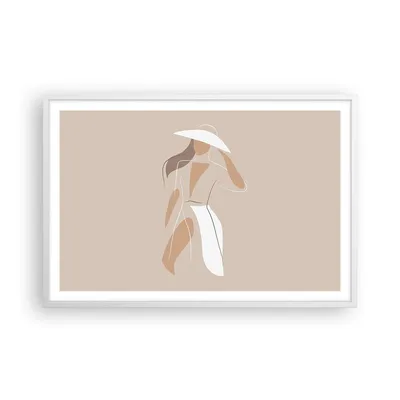 Produktbild von Gerahmtes Poster - Weißer Rahmen - Minimalismus Frau Buntstift - 91,5x61 cm - Wand Bild - Wanddeko - Wandbilder - Kunstposter - Wandposter - Bilderrahmen - Bilder - Kunstdruck - P2WAA91x61-4603