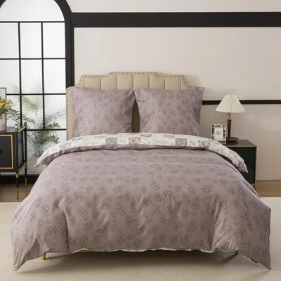 Productafbeelding van Beddengoedset, 240x220 cm, 3-delig, geruit, omkeerbaar beddengoed met rits, polyester microvezel