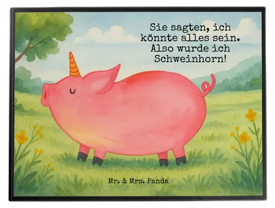 Produktbild von Mr. & Mrs. Panda schreibtischunterlage Einhorn Schwein Design - Weiß - Geschenk, Spruch, Unicorn, Englisch, tischschutz, Schreibunterlage, schreibtischunterlagen