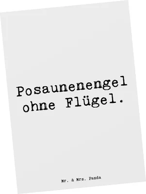 Produktbild von Mr. & Mrs. Panda Grußkarte Spruch Engel Posaune - Weiß - Geschenk, Instrument, Ansichtskarten, Postkarte, Lernen, Orchester, Musikerspruch, bildkarte, Musikinstrument