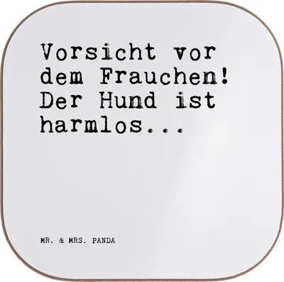 Produktbild von Mr. & Mrs. Panda Holzuntersetzer Vorsicht vor dem Frauchen!... - Weiß - Geschenk, Tassenuntersetzer, Untersetzer für Gläser, Hundebesitzer, Getränkeuntersetzer, Frauen