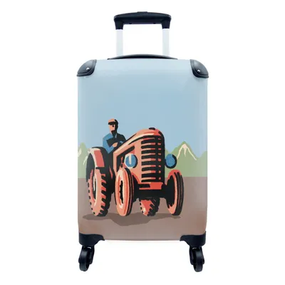 Produktbild von MuchoWow® Koffer Handgepäck Trolley Rollkoffer Kleine Reisekoffer mit 4 Rollen - Traktor - Landwirt - Rot - Cabin Size < 55x40x23 cm & 55x40x20 cm - Fotokoffer - Kabinenkoffer - Boardgepäck - Reise-Box - Reisekoffer - Reisegepäck - Koffer mit Bild - Trolley für Kinder