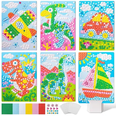 Immagine prodotto di Kit per mosaico a tema primaverile, 6 pezzi, per bambini. Adesivi, set creativo per bambine e bambini