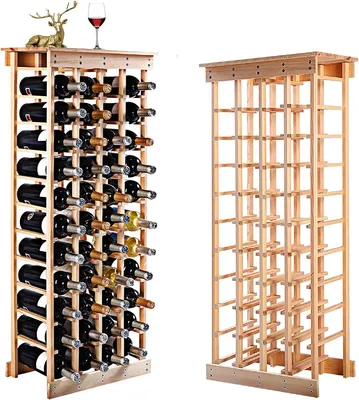 Produktbild von Weinregal für 40 Flaschen, Flaschenregal mit 11 Ebenen, Weinschrank Weinständer Naturholz, 113cm Flaschenständer Weinflaschenregal