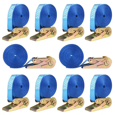 Immagine prodotto di Cinghie di tensione a cricchetto, lunghezza 6 m, forza di trazione 800 kg, confezione da 10, blu
