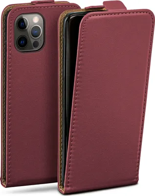 Produktbild von moex® Flip Case kompatibel mit Apple iPhone 12 Pro Max - Hülle mit 360 Grad Schutz, Weinrot