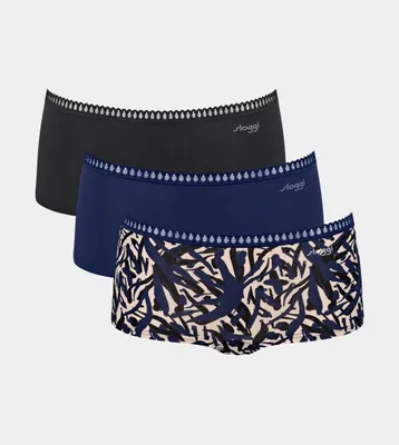Produktbild von sloggi Damen Langer Boxer Blue GO Crush 3-Pack blue-darkcombination - Größe XL