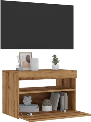 Produktbild von Möbel TV-Schrank mit LED-Leuchten Artisan-Eiche 60x35x40 cm - TV-Schränke 856311