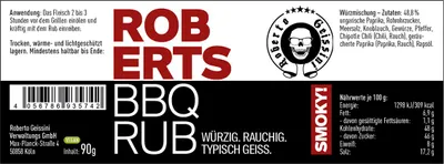 Produktbild von Roberts BBQ RUB 90 g