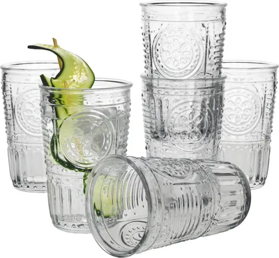 Zdjęcie produktu dla zestaw 6 romantycznych kieliszków do drinków Longdrink Clear 340ml Kieliszki do drinków z sokiem