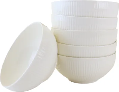 Produktbild von OTIX Suppenschalen ohne Henkel Set von 6 Schüsseln 600ml Weißes Porzellan LUNA
