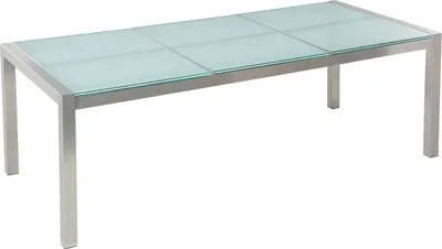 Obrázok produktu pre BELIANI Záhradný jedálenský stôl sklenená doska s popraskaným efektom 220 x 100 cm pre 8 osôb strieborné nohy z nehrdzavejúcej ocele