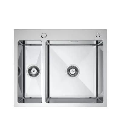 Obrázok produktu pre QLS drez 61x51 cm z nehrdzavejúcej ocele 1,5 misky AIDA INOX sifónový dávkovač mydla 11227