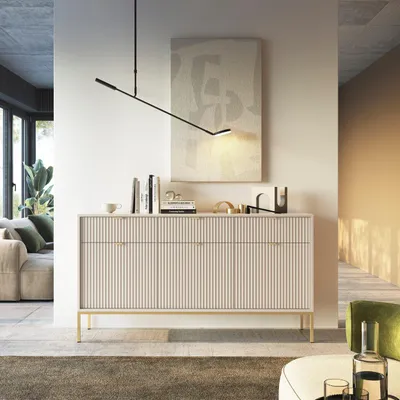 Produktbild von Kommode Milano 154 cm mit geriffelter Front und Metallrahmen