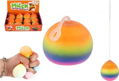 Obrázek produktu pro Míček antistresový mačkací sliz 6cm duhový