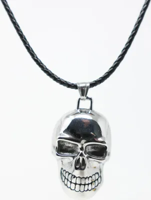 Produktbild von Lederkette Edelstahl 316 TOTENKOPF 50 cm Lederkette