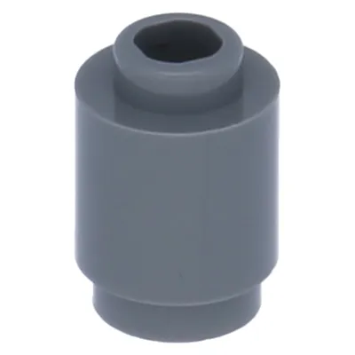 A single, dark gray LEGO brick is shown against a white background.