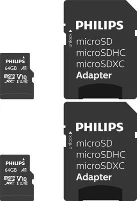 Obrázok produktu pre Philips MicroSDXC 2-Pack 64GB Class 10 UHS-I U1 vrátane adaptéra