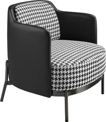 Obrázek produktu pro Křeslo v černobílé látce a černé imitaci kůže 5139