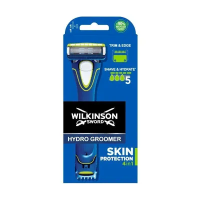 A Wilkinson Sword Hydro 5 Groomer razor in its packaging.