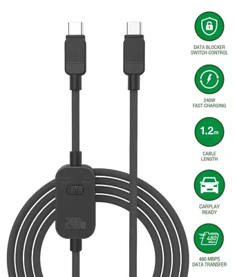 Produktbild von 4smarts 541887, 1,2 m, USB C, USB C, USB 2.0, 0,48 Gbit/s, Schwarz