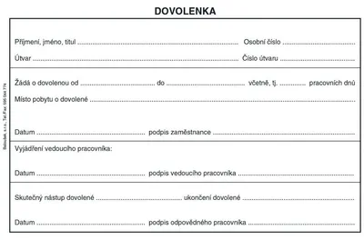 Zdjęcie produktu dla Tiskopis Dovolenka Baloušek, A6, 50 listů