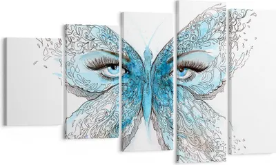 Produktbild von Bild auf Leinwand - Leinwandbild - Illustration Gesicht Schmetterling Wimper - 100x60cm - Wand Bild - Wanddeko - Leinwanddruck - Bilder - Kunstdruck - Leinwand bilder - Wandkunst - EG100x60-3026