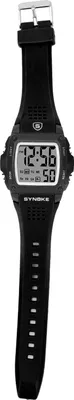 Produktbild von Digitale Sportuhr, wasserdicht, LED-Hintergrundbeleuchtung, Alarm, Stoppuhr, Retro-Chronograph, für Outdoor-Aktivitäten, schwarz