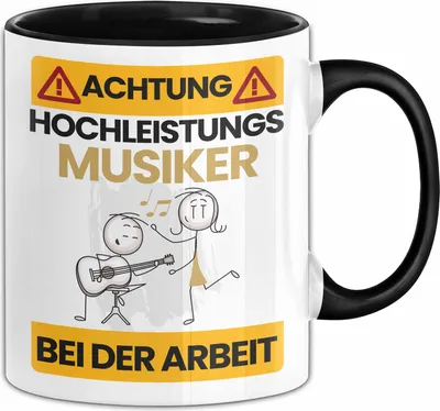 Produktbild von Musiker Tasse Geschenk Lustiger Spruch Geschenkidee für Musiker Achtung Hochleistungs Musiker Bei Der Arbeit (Schwarz)