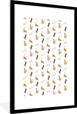 Produktbild von MuchoWow® MuchoWow® Gerahmtes Poster Katzen - Farben - Muster 60x90 cm - Poster mit zchwarzem Bilderrahmen - Dekoration - Wandposter Wohnzimmer - Hochwertig