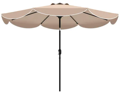Produktbild von Sonnenschirm fš¹r Terrasse und Garten, ? 2,7 m, mit verstellbarem Neigungswinkel (3 Positionen), Kurbel und Griff, Khaki