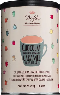 Produktbild von Dolfin Trinkschokolade Caramel - Kakaopulver mit gesalzenem Butter-Karamell