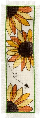 Zdjęcie produktu dla Zakładka do książki do haftu krzyżykowego Permin "Słoneczniki", wzór do liczenia, 7x22cm