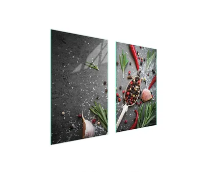 Produktbild von Herdabdeckplatten 2 teilig 75x52 Glaskeramikkochfeld Abdeckung Glas Schneidebrett Schiefer Gewürze