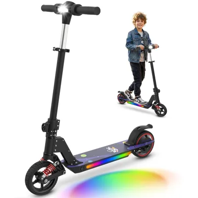 Produktbild von Elektroscooter Für Kinder Alter 6-14 mit LED,  Einstellbare, 6,5 Zoll, 130W, 16km/h, 10-15km Reichweite, Klappbar, Jugendliche Elektroroller Schwarz