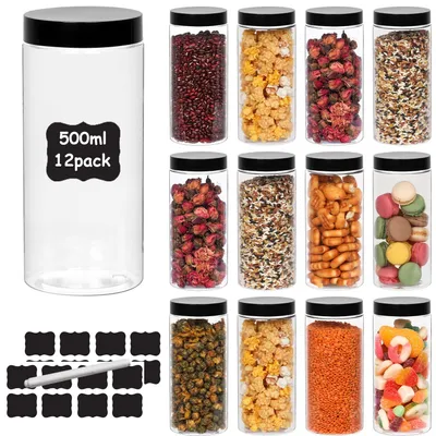 12er-Set Kunststoffdosen 500 ml mit Deckeln, Vorratsdosen