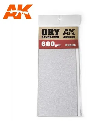 Produktbild von AK Interactive AK9039 – Trockenschleifpapier, Körnung 600. 3 Stück – Neu