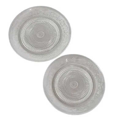 Produktbild von Teller Servierteller Platzteller Glas Relief Teller - 2 er Set (Ø 22 cm + Ø 25 cm)