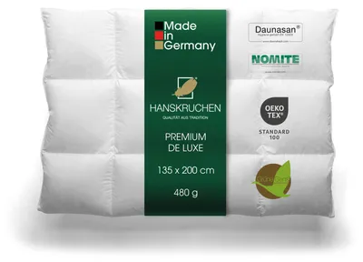 Produktbild von HANSKRUCHEN Daunendecke 135x200 cm Leicht 90% Daunen waschbar Allergiker Daunendecke atmungsaktiv Bettdecke weiß - Premium de Luxe