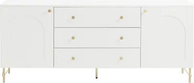 Produktbild von 2-türiges Sideboard mit 3 Schubladen - Weiß und Gold - ALOBARA
