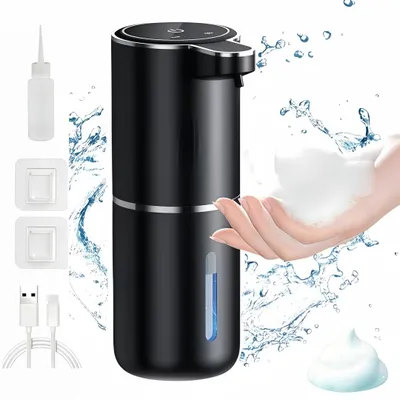 Produktbild von Seifenspender Automatisch mit Sensor Infrarot, 4 Stufen einstellbar&Batterieanzeige, 380ml Elektrischer Seifenspender, USB-Aufladung, IPX5, Schwarz