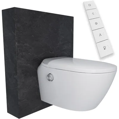 Produktbild von DeerValley Dusch WC mit Bidet, beheiztem Sitz, selbstreinigender Düse, automatischer Spülung & Fernbedienung – Komplettanlage inkl. Vorwandelement