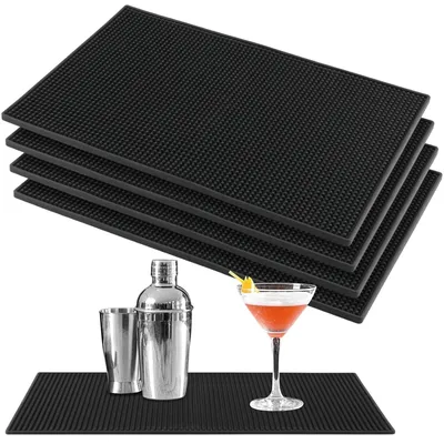 5 Bar-Servicematten 45x30 cm, schwarz, rutschfest, aus Gummi