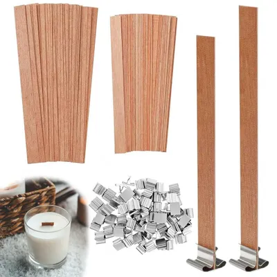 Holz-Kerzendochte 60 Stück mit Metallsockeln, rauchfrei