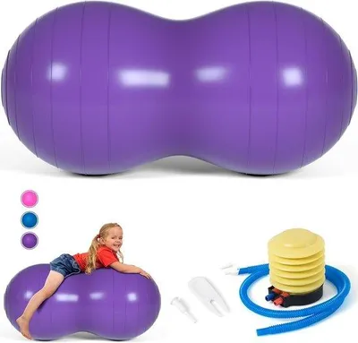 Image de Balle d'exercice anti-burst pour enfants 90 x 45 cm avec pompe manuelle - Haute qualité pour la grossesse et le fitness