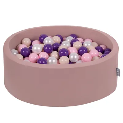 Obrázek produktu pro KiddyMoon kulatý bazén s míčky do vany 90x30cm/200 míčků ? 7cm kuličkové jamky pro kojence na hraní do vany pro batolata, vyrobeno v eu, erika barvy: pastelově béžová/pudrově růžová/perleťová/fialová